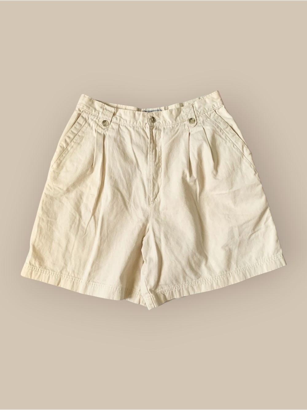 Essentials Cream High-Waist Pleated Women's Shorts